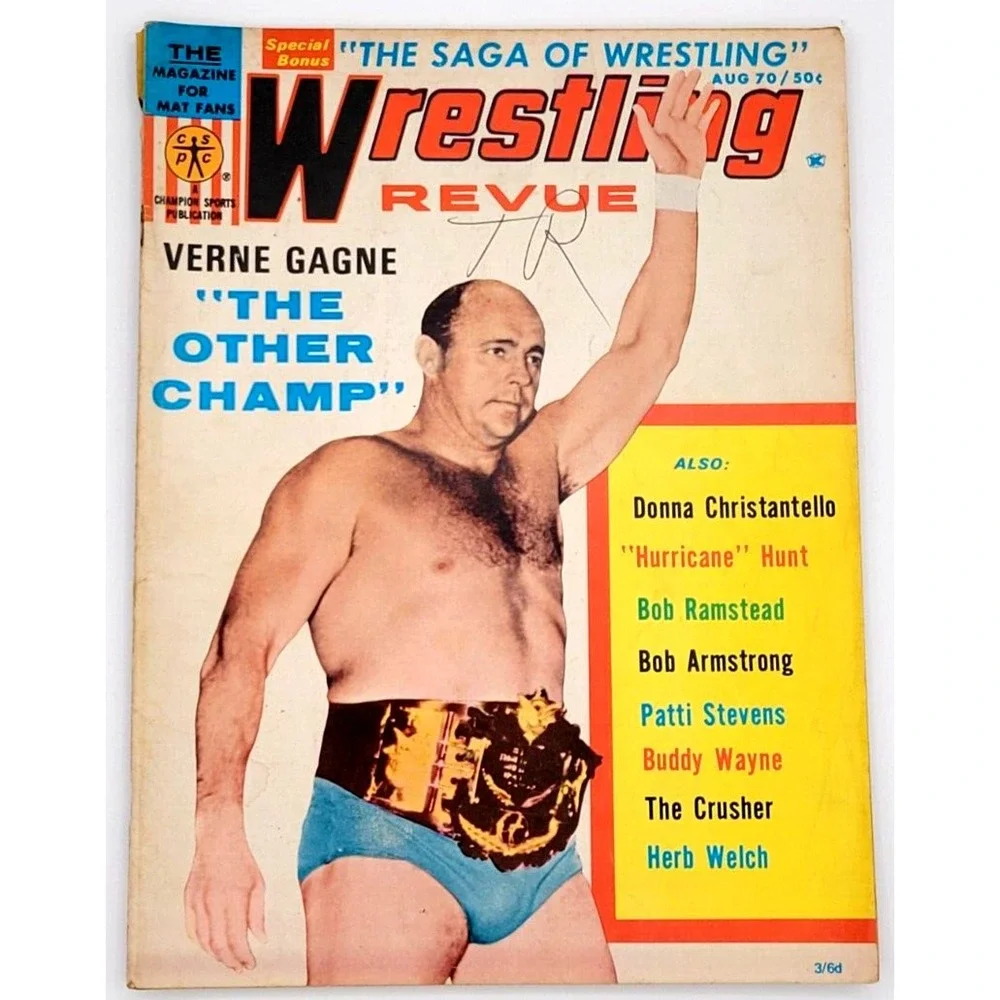WRESTLING REVUE AUG 1970‎ VERNE GAGNE BUDDY WAYNE THE CRUSHER HURRICANE HUNT